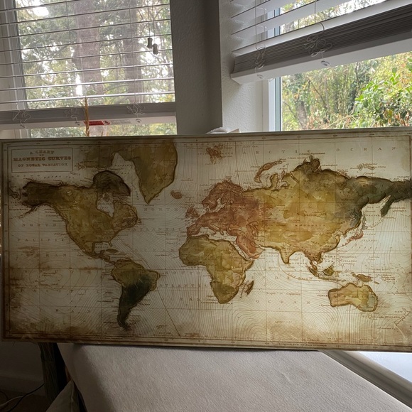 Beautiful Art On Canvas 15X30 Hand Embellished Canvas World Maps NWT - Picture 2 of 15